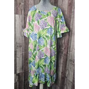 Floral Shift DRESS Hyacinth Flower Multicolor Women's 1XL